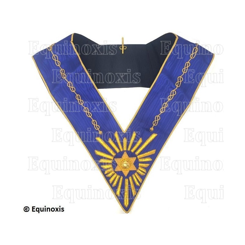 Sautoir maçonnique moiré – Rite Opératif de Salomon – Vénérable Maître – Brodé main