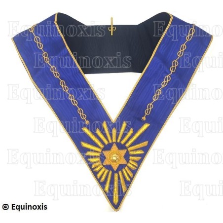 Sautoir maçonnique moiré – Rite Opératif de Salomon – Vénérable Maître – Brodé main