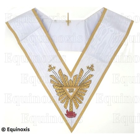 Sautoir maçonnique moiré – REAA – 33ème degré – Grande Gloire et Rose rouge – Brodé main – 2