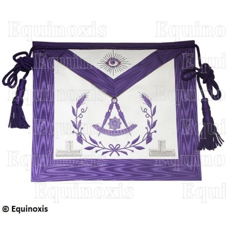Tablier maçonnique en cuir – Rite York – Passé Vénérable Maître – Sextant + taus