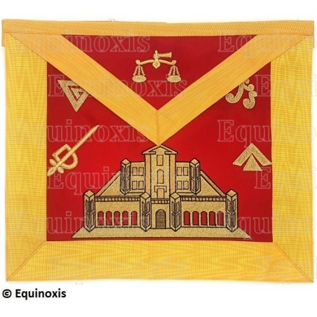 Tablier maçonnique en satin – REAA – 16ème degré – Brodé machine – 2