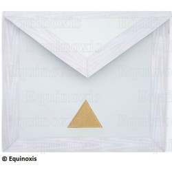 Tablier maçonnique en faux cuir – REAA – 24ème degré – Blanc – Brodé machine