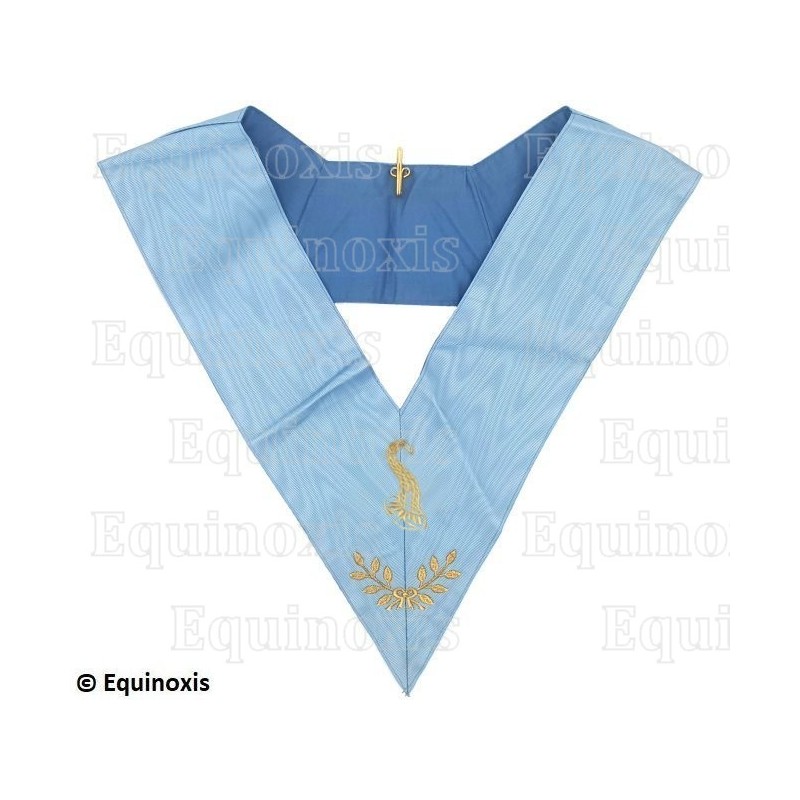 Sautoir maçonnique moiré – Rite Français Traditionnel – Maître des Banquets – Dos bleu – Brodé machine