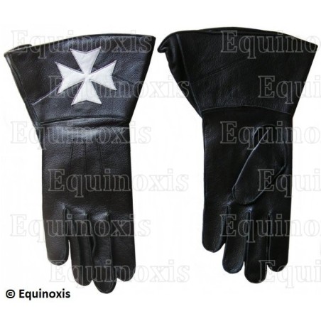 Gants cuir noir à crispins – Croix de Malte – Taille XXXL