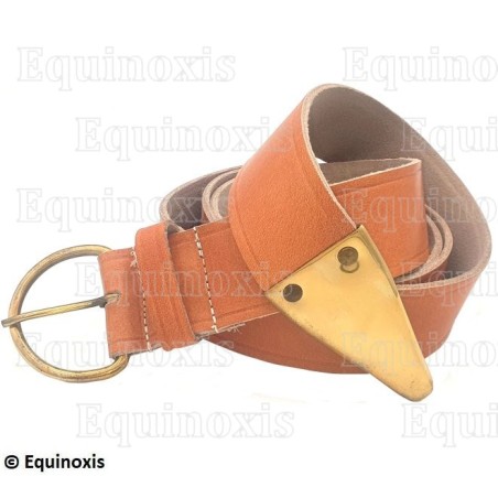 Ceinture maçonnique en cuir beige – Knights Templar (KT)