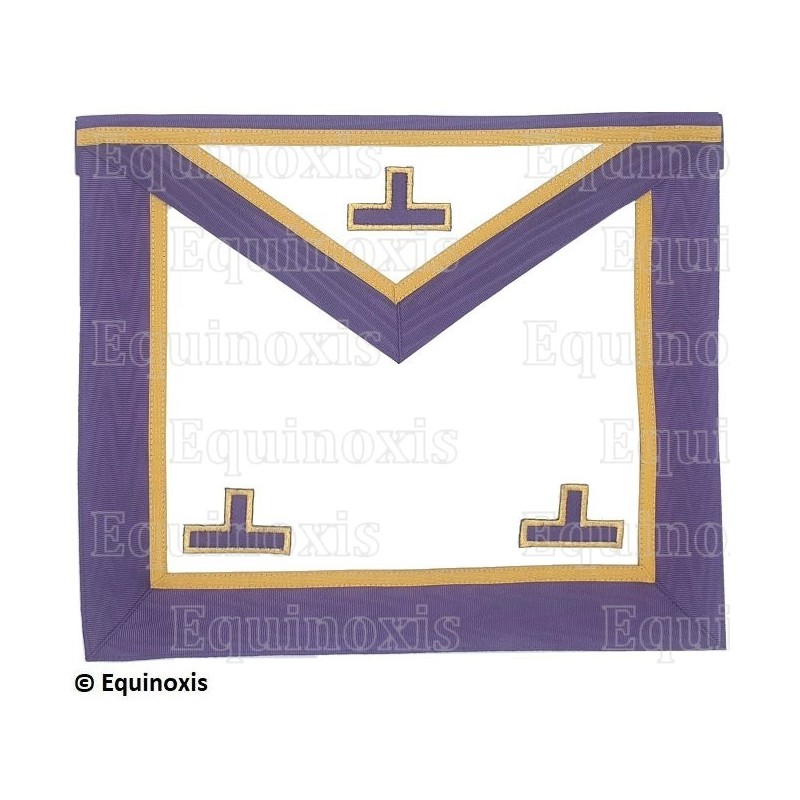Tablier maçonnique en faux cuir – Memphis-Misraïm – Vénérable Maître – 3 taus – Violet