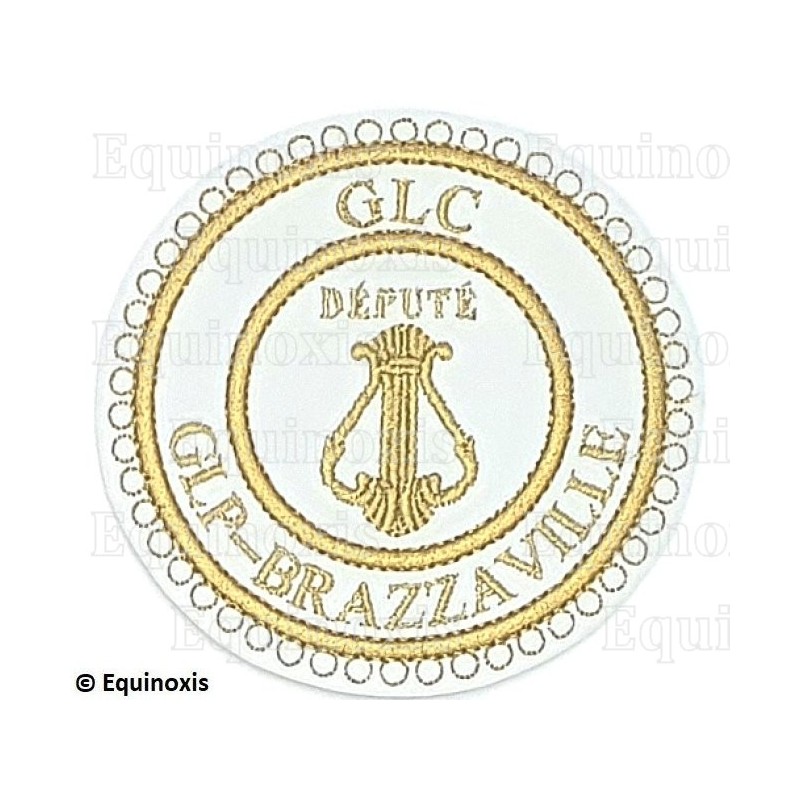 Badge / Macaron GLC – Grande tenue provinciale – Député Organiste – GLP-Brazzaville – Brodé machine
