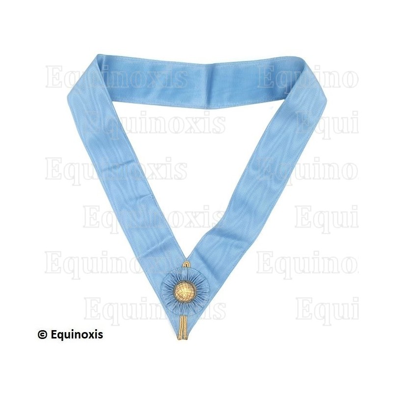 Collerette maçonnique moirée – RER – Officier MESA – Bleue avec cocarde bleue et bossoir doré