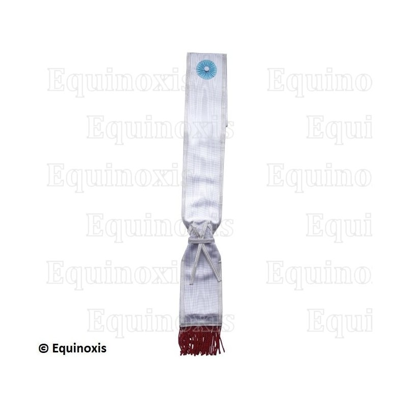 Echarpe maçonnique moirée – CBCS – Blanche avec ruban blanc