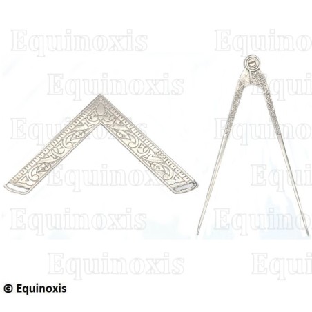 Set équerre et compas maçonniques métalliques – Argentés