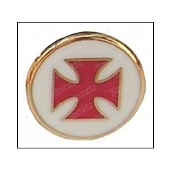 Pin's maçonnique – Croix templière émaillée rouge sur fond blanc