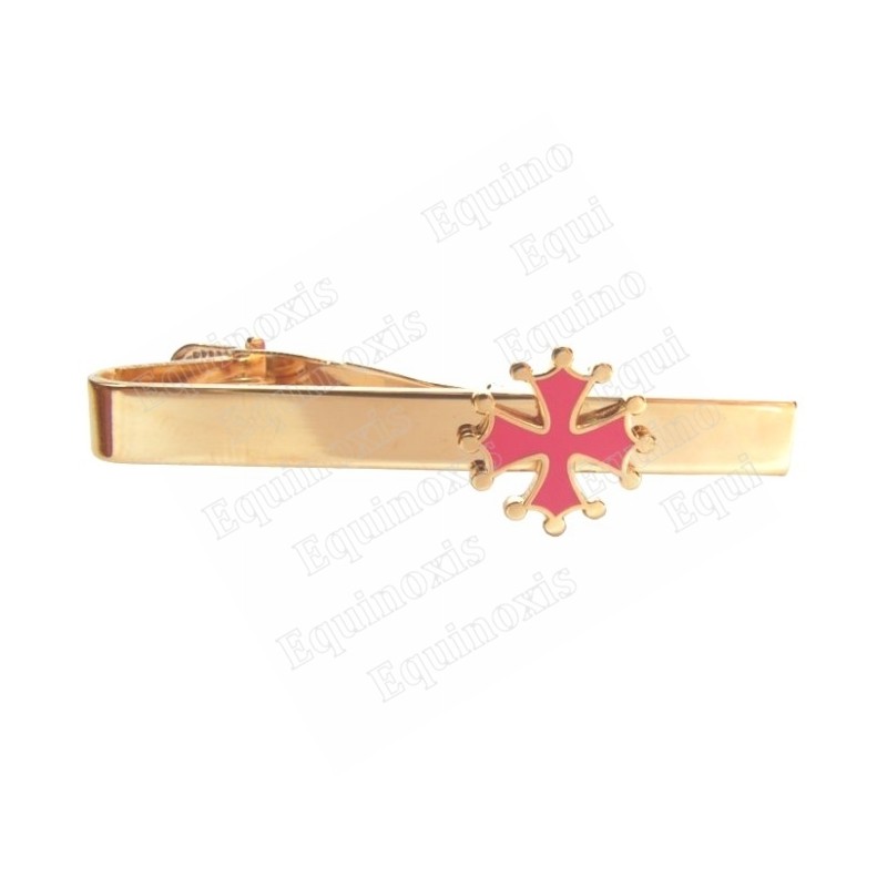 Pince-à-cravate occitane – Croix occitane émaillée rouge