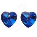Boucles d\'oreilles en cristal – Coeur – Bleu – Finition argent