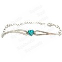 Bracelet en cristal – Coeur – Bleu – Finition argent