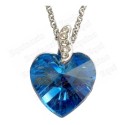 Pendentif en cristal – Coeur – Bleu – Finition argent