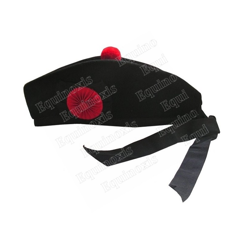 Couvre-chef maçonnique – Glengarry noir avec cocarde rouge – Taille 62