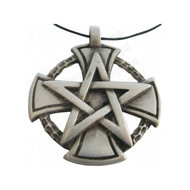 Pendentif templier – Croix templière avec pentagramme