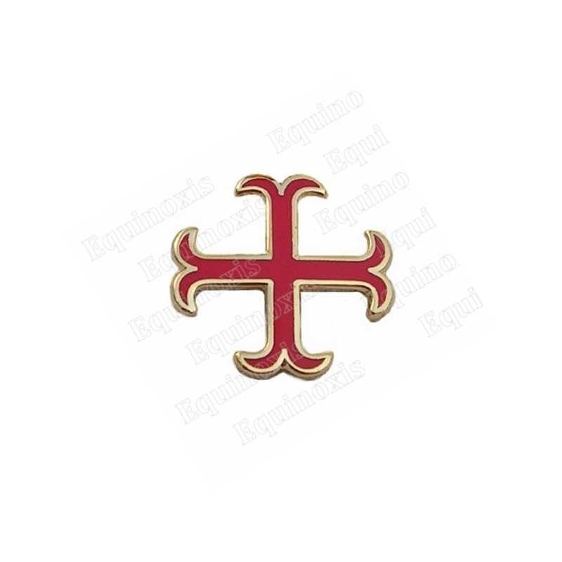 Pin's templier – Croix ancrée émaillée rouge