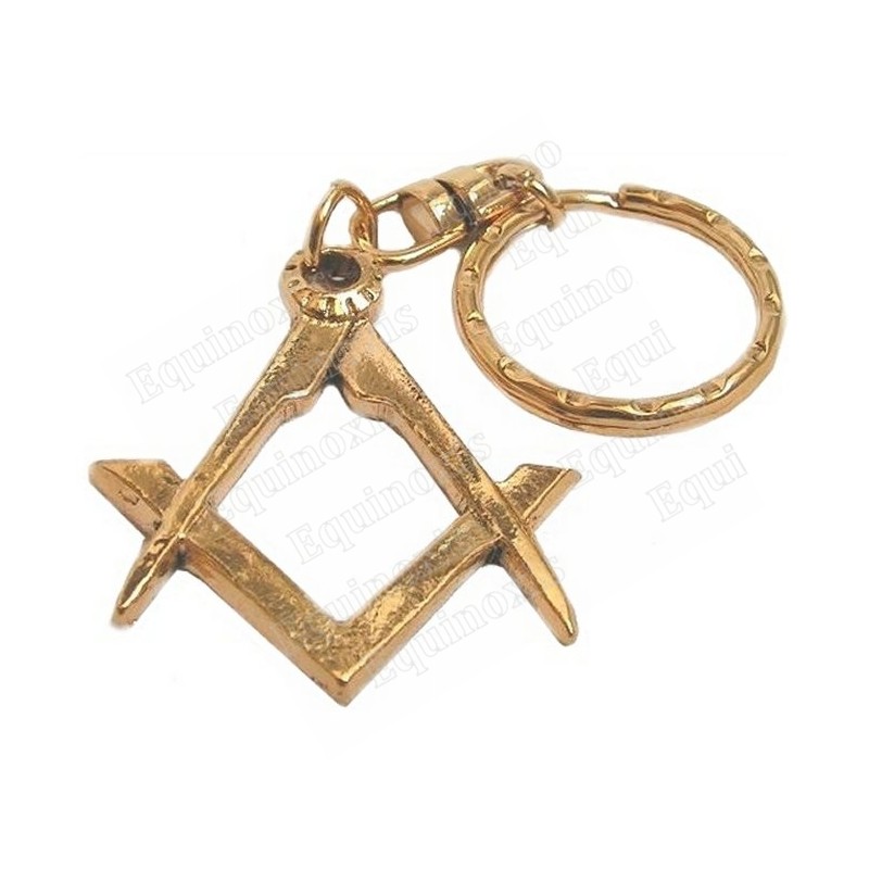 Porte-clefs maçonnique – Equerre et compas – Or vif