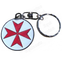 Porte-clefs templier – Croix de Malte émaillée rouge