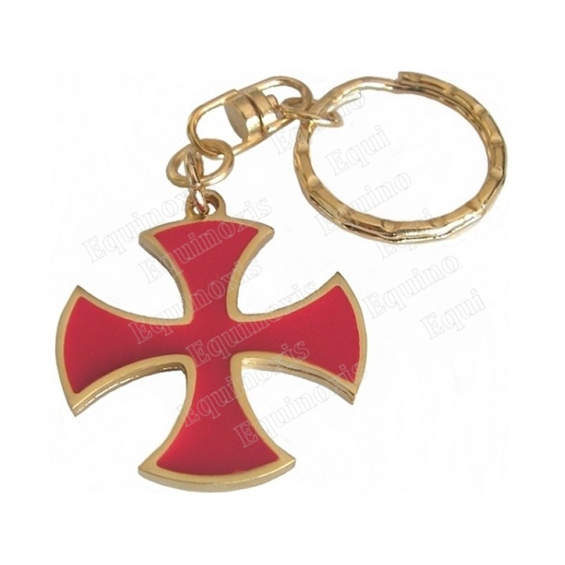 Porte-clefs templier – Croix templière biface émaillée rouge