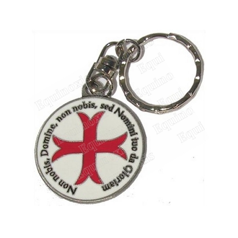 Porte-clefs templier – Croix templière pattée rentrée émaillée rouge avec devise