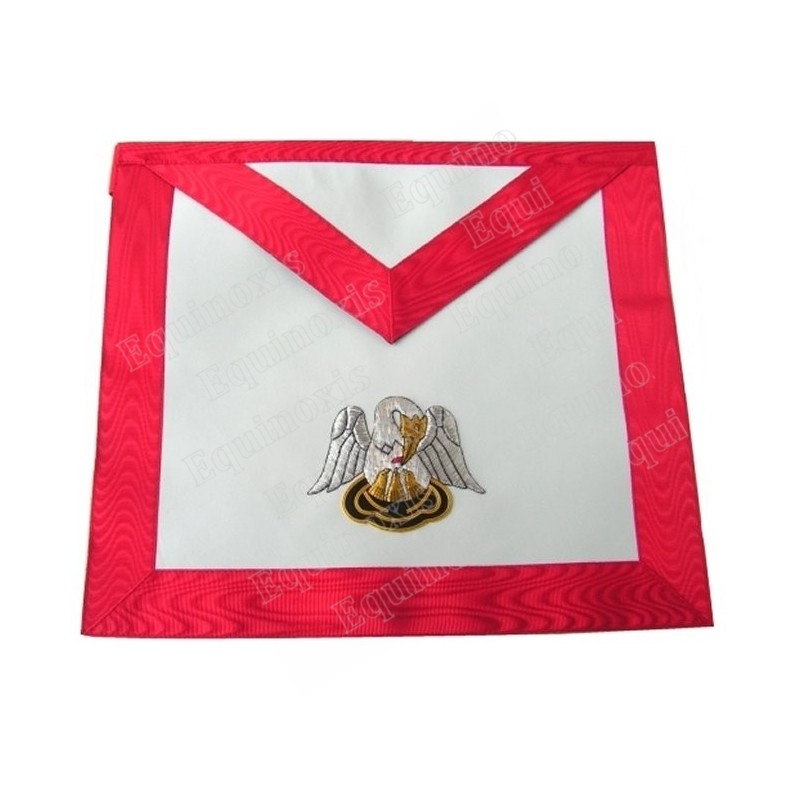 Tablier maçonnique en faux cuir – REAA – 18ème degré – Chevalier Rose-Croix – Pélican