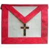 Tablier maçonnique en faux cuir – REAA – 18ème degré – Chevalier Rose-Croix – Croix latine – Brodé machine