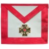 Tablier maçonnique en faux cuir – REAA – 18ème degré – Chevalier Rose-Croix – Croix potencée – Brodé machine