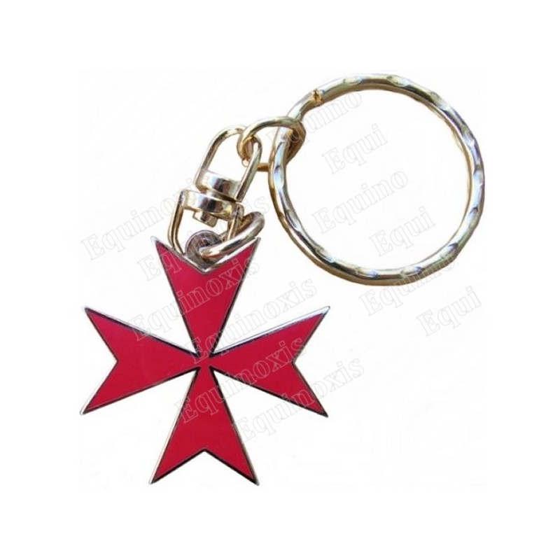 Porte-clefs croix – Croix de Malte émaillée rouge en découpe