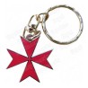 Porte-clefs croix – Croix de Malte émaillée rouge en découpe