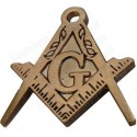 Pin\'s maçonnique – Equerre et compas + G – Bronze antique