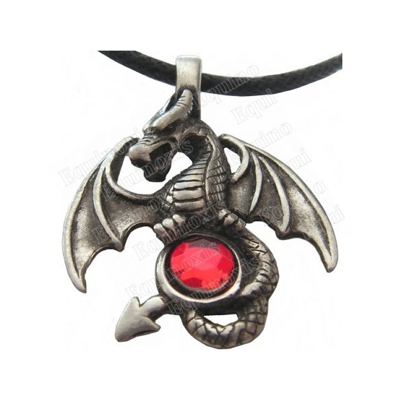 Pendentif dragon – Dragon ailes déployées avec pierre