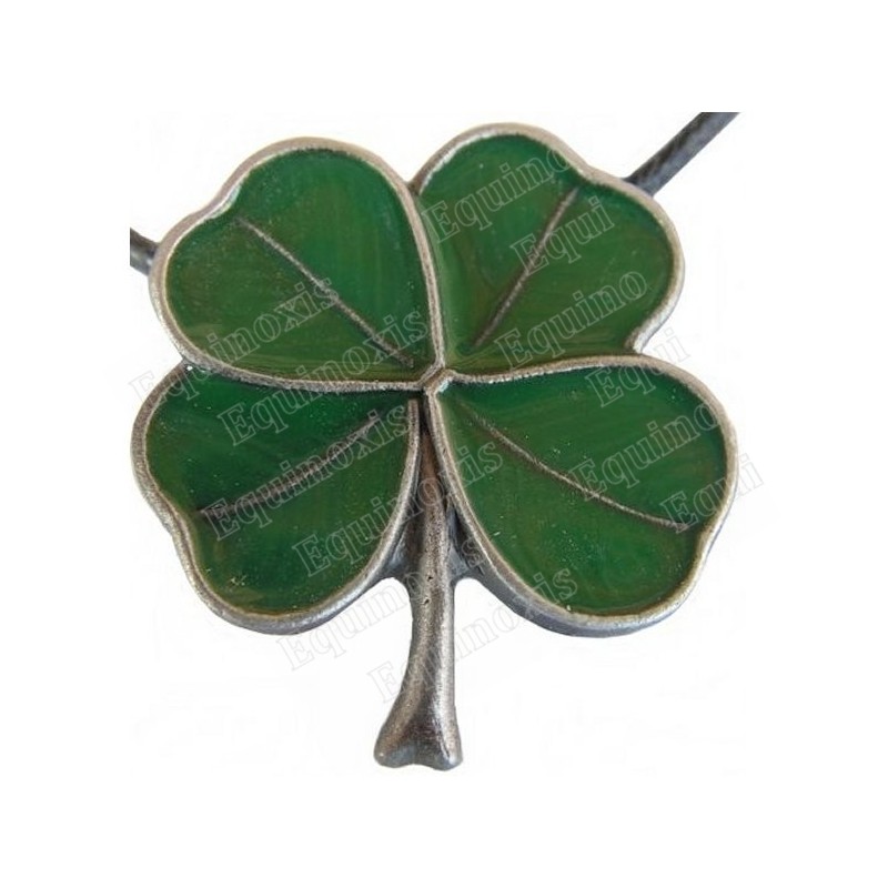 Pendentif celtique – Trèfle à quatre feuilles émaillé vert – Argent