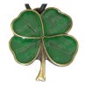 Pendentif celtique – Trèfle à quatre feuilles émaillé vert – Bronze antique