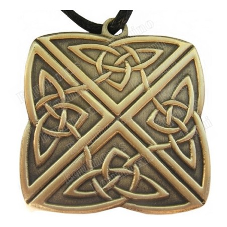 Pendentif celtique – Noeud celtique des 4 directions – Carré – Bronze antique