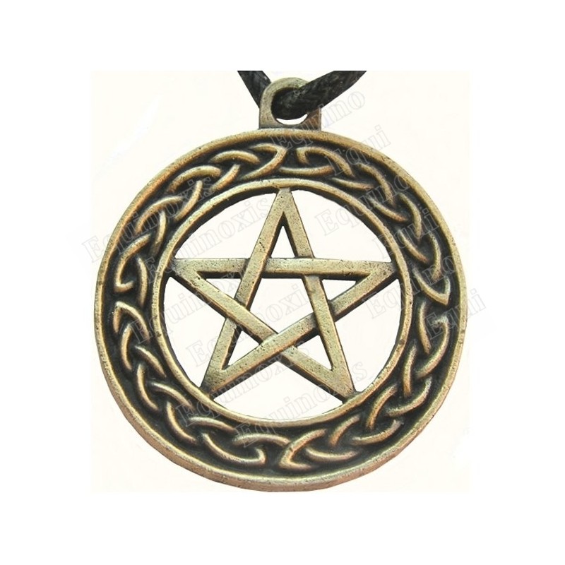 Pendentif celtique – Pentagramme avec noeud celtique – Bronze antique