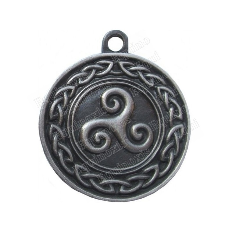 Pendentif celtique – Triskell avec noeud celtique – Argent patiné
