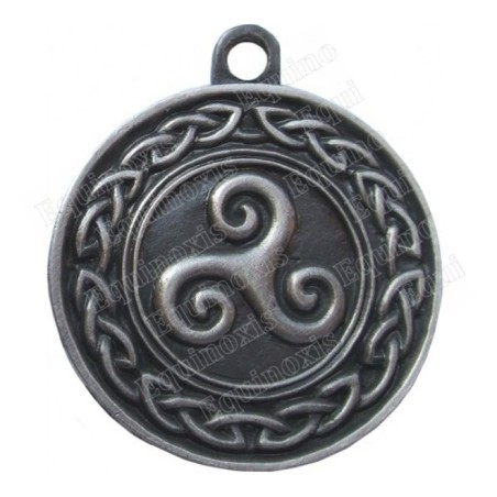 Pendentif celtique – Triskell avec noeud celtique – Argent patiné