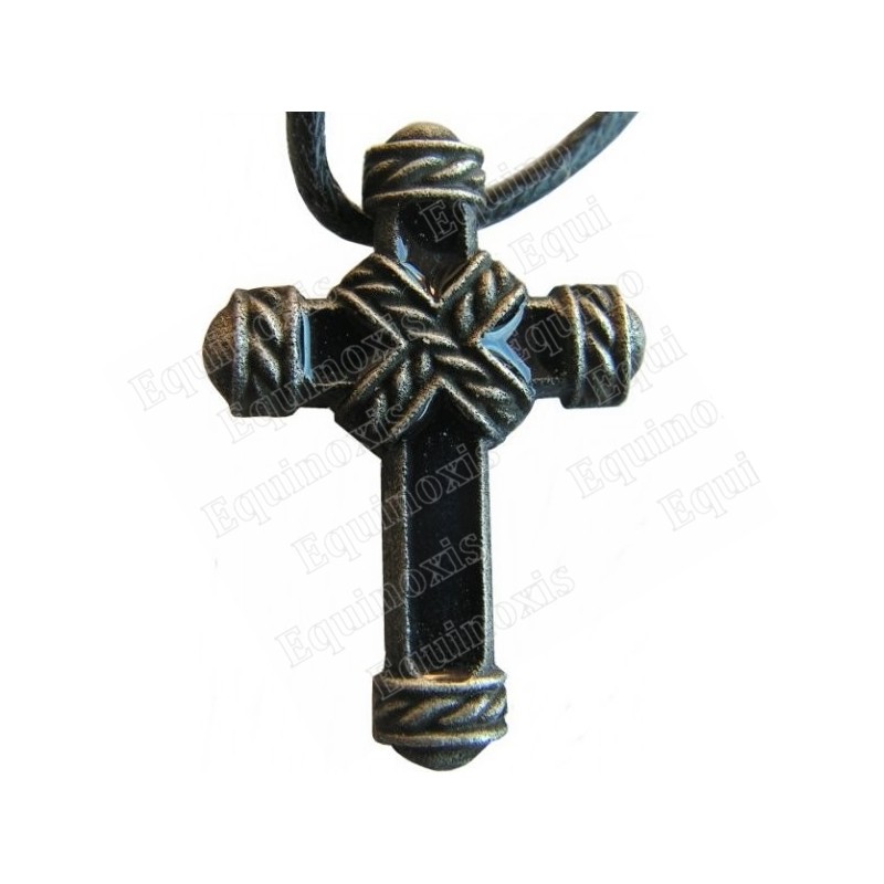 Pendentif croix – Croix ligaturée émaillée noir