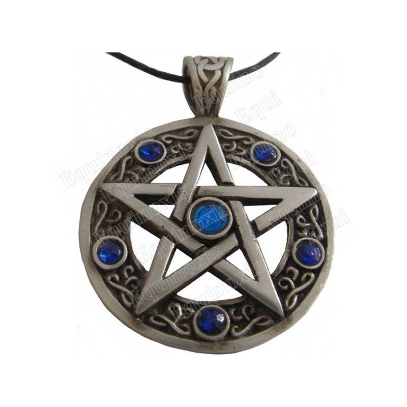 Pendentif symbolique – Pentagramme avec pierres bleues