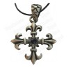 Pendentif croix – Croix avec pointes fleurs-de-lys – Pierre bleue