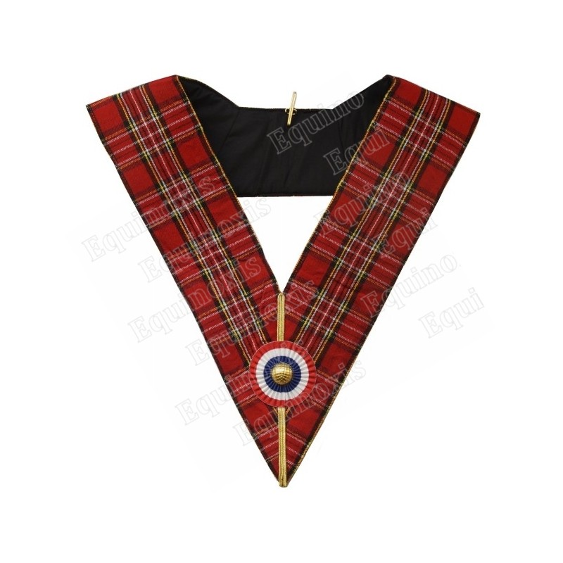 Sautoir maçonnique moiré – Rite Standard d'Ecosse – Officier / Vénérable Maître - Cocarde tricolore