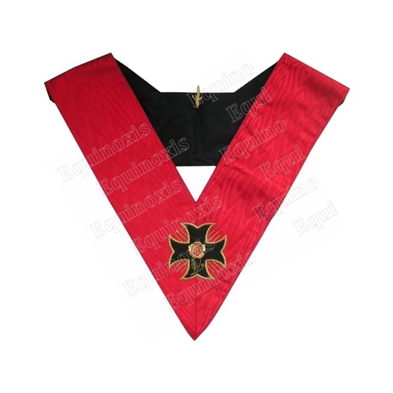 Sautoir maçonnique moiré – REAA – 18ème degré – Souverain Prince Rose-Croix –  Croix pattée simple – Brodé machine