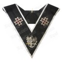 Sautoir maçonnique moiré – REAA – 30ème degré – Très Eminent Commandeur – Croix templières et aigle bicéphale – Brodé main