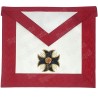 Tablier maçonnique en simili-cuir – REAA – 18ème degré – Chevalier Rose-Croix – Croix pattée – Brodé machine